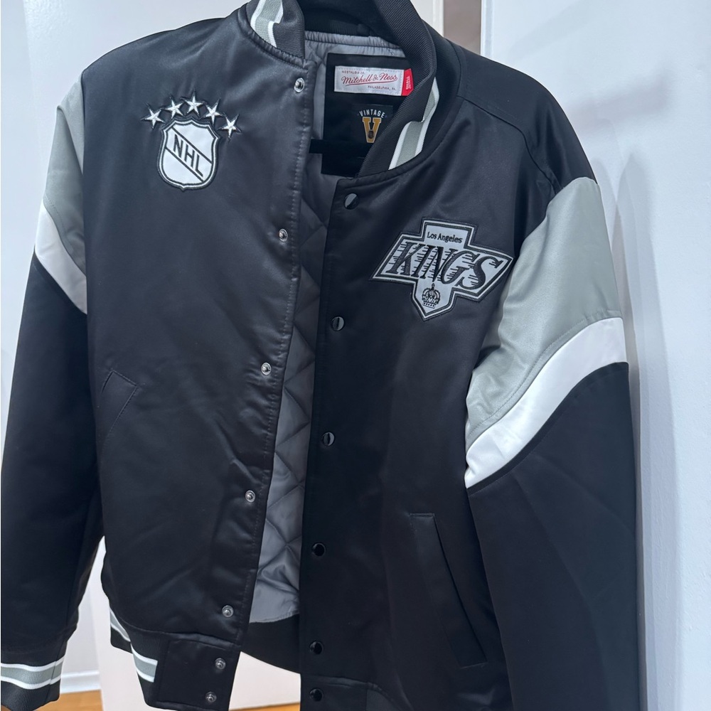 Mitchell & Ness Black and Gray Los Angeles Kings Bomber Jacket
